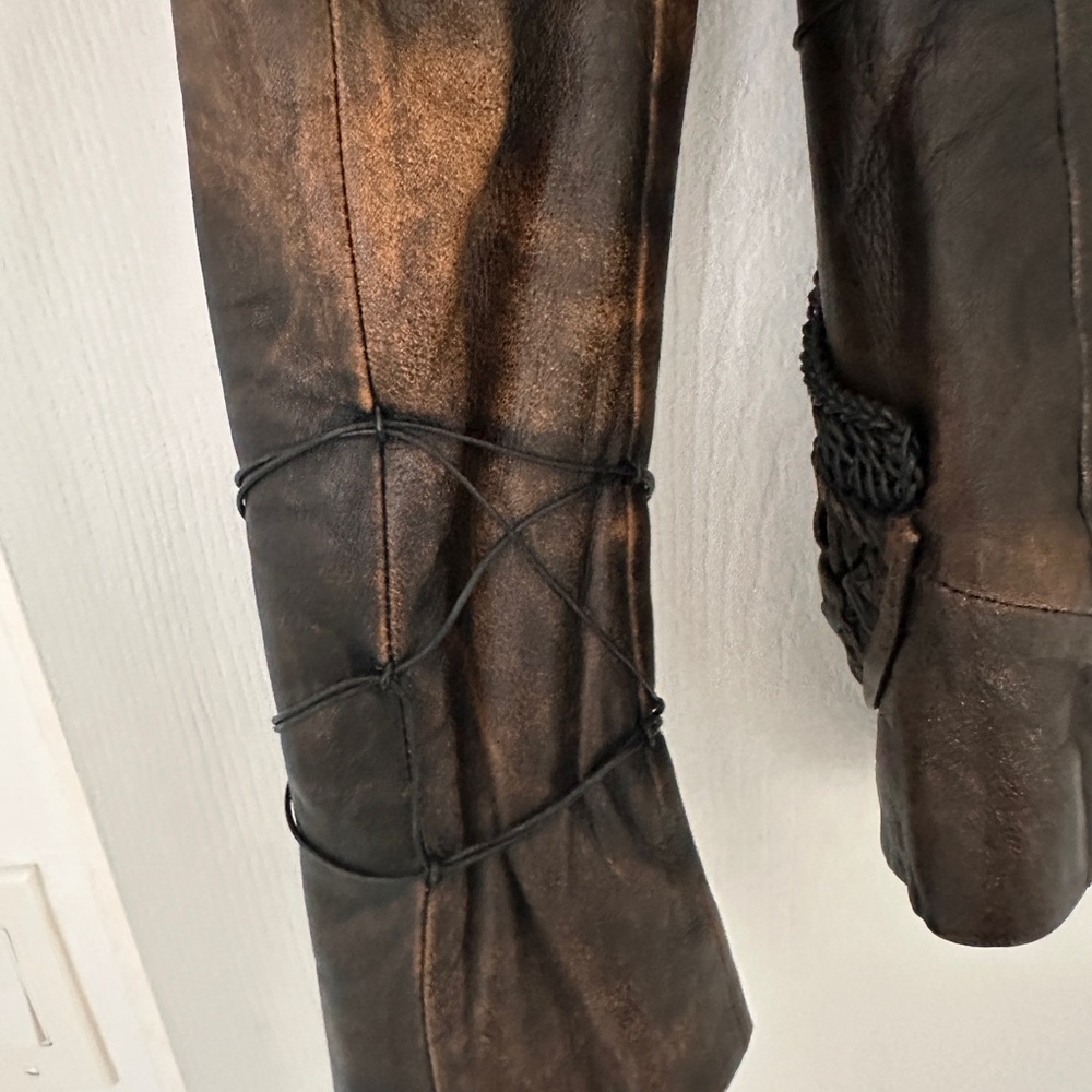 Roberta Scarpa Genuine Lamb Leather Vintage-Inspired Brown Jacket - Picture 8 of 11